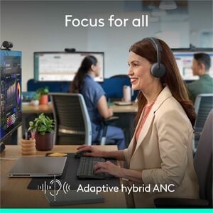 Logitech Zone Wireless 2 ES for Business - Noise-Canceling Wireless Headset with Adaptive Hybrid ANC, Microsoft Teams Cert