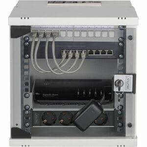 Digitus 10U Wandmontierbar Geschlossener Schrank Rackschrank für Server, Netzwerk-Geräte - Hellgrau - Glas - 30 kg Maximal