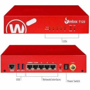 WatchGuard Firebox T125 Network Security/Firewall Appliance - Policy Management - 5 Port - 2.5 Gigabit Ethernet, Gigabit E