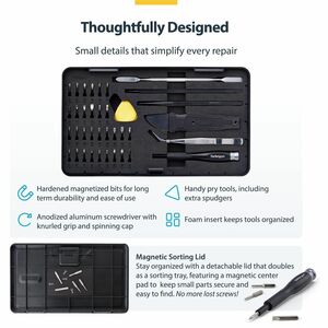 StarTech.com 40-Piece Computer Repair Toolkit for Laptop/PC/Electronics/Phone, 30-Bit Precision Screwdriver Set, Magnetic 