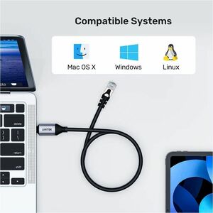 USB-C to RJ45 Ethernet Cable 1M Gigabit LAN Network supports Thunderbolt 3/4 and backward compatible.