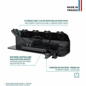 MOBILIS 120 W Charging Station - 1 Pack - Universal Adapter - For Smartphone, Mobile Device - United Kingdom - 30 cm Cable