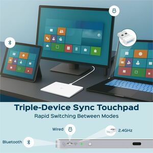 Turonic Wireless Touchpad - Cable/Wireless - 32.81 ft - Bluetooth/Radio Frequency - 2.40 GHz - Rechargeable - USB 2.0 Type C