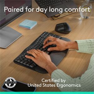 Logitech Wave Keys & Lift Vertical Mouse - Ergonomic Wireless Keyboard and Mouse Combo - with Cushioned Palm Rest (Graphit