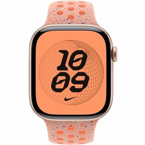 Apple 46mm Alpenglow Pink Nike Sport Band - S/M - Adjustable - Small (S)/Medium (M) - Pin-and-tuck Attachment - Alpenglow 