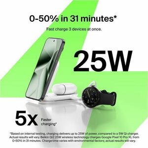 Belkin UltraCharge 2-in-1 Foldable Magnetic Charger with Qi2 25W - For Qi2-enabled Device, iPhone, AirPod, Smartwatch, Sma