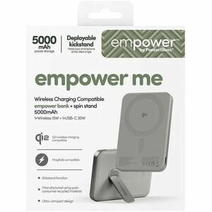 PanzerGlass empower Power Bank - Titanium - For iPhone, Qi-enabled Device - 5000 mAh - 20 W - USB Type-C Connector - Qi2 C