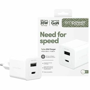 PanzerGlass Turbo 35 W AC Adapter - Universal Adapter - 1 USB - 1 USB Type-C - For Smartphone, Tablet PC - Europe - Silver