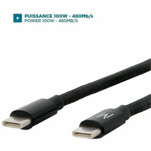 MOBILIS 2 m USB-C Datentransferkabel - Cable for Smartphone, Tablet, Notebook - 480 Mbit/s - Schwarz