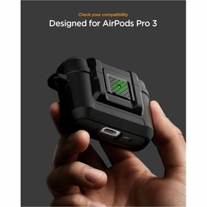 Spigen Lock Fit Carrying Case Apple AirPods Pro 3 - Matte Black - Drop Resistant - Thermoplastic Polyurethane (TPU) Exteri