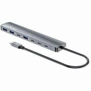 Manhattan Concentrador USB - USB Tipo C - 640MB/s, 1.25GB/s - Portátil, Unidad de estado sólido, Lector de tarjetas, Mouse
