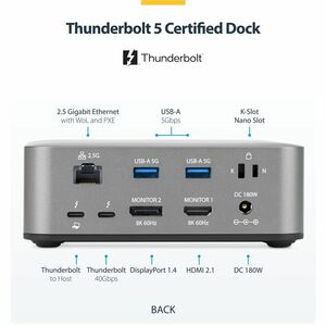 StarTech.com Thunderbolt 5, Thunderbolt 4, USB4 Docking Station for Desktop PC, Notebook, Mobile Device - Charging Capabil
