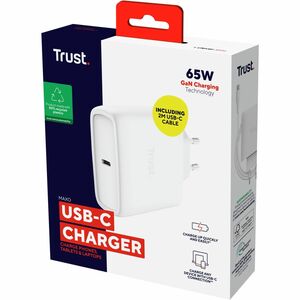 Adaptateur secteur Trust Maxo - 65 W - Adaptateur universel - 1 USB Type-C - Pour Smartphone, Ordinateur Portable, Tablett