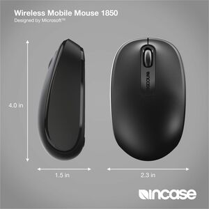 Incase Designed by Microsoft 1850 Mouse - Black - Wireless - Scroll Wheel - Symmetrical - 1 x AA Battery Supported