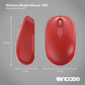 Incase Designed by Microsoft 1850 Mouse - Flame Red - Wireless - Scroll Wheel - Symmetrical - 1 x AA Battery Supported