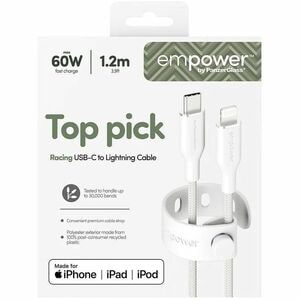PanzerGlass empower™ by ® Racing 60W USB-C to Lightning Cable | USB 2.0 | 1.2M | Silver White. Product colour: White