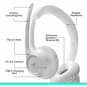 Auriculares Logitech Zone Inalámbrico Sobre la cabeza Estéreo - Blanco - Binaural - Supra-aural - 3000cm - Bluetooth - 50H