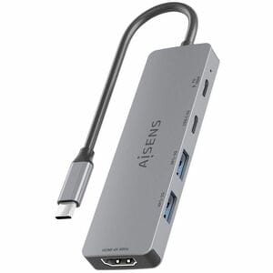 USB-C DOCK 5 EN 1 USB-C A HDMI 2XUSB-A USB-C USB-C PD GRIS 15CM
