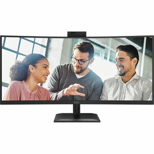 AOC CU34E4CW 34 Zoll Class Webcam UW-QHD Gekrümmter Bildschirm LED-Monitor - 21:9 Format - Schwarz - 86,4 cm (34 Zoll) Vie