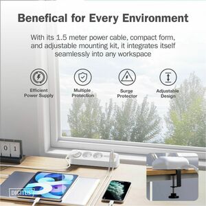 Digitus Power Strip - 3 x AC Power, 2 x USB Type A, 1 x USB Type C - 1.50 m Cord - 16 A Current - 250 V AC Voltage - 3.68 