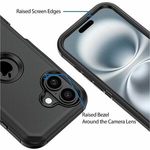 Strike Rugged Case for Apple iPhone 16 Smartphone - Rubberised Textured Design - Black - 1 - Dust Resistant, Debris Resist