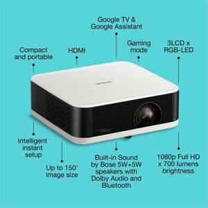 Epson Lifestudio EF-61W 3LCD Projector - 16:9 - Portable, Desktop, Floor Mountable - Diamond White - High Dynamic Range (H
