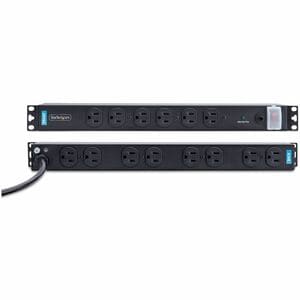 StarTech.com 14-Outlet Rackmount PDU, 1U Server Power Strip, 6x Front and 8x Rear Ports, Mounted Power Distribution Unit f