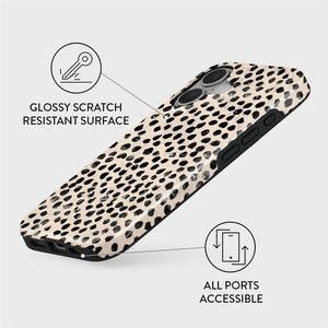 BURGA Case for Apple iPhone 16 Smartphone - Almond Latte, Asymmetrical Black Spot Pattern - Cream - Fade Resistant, Scratc