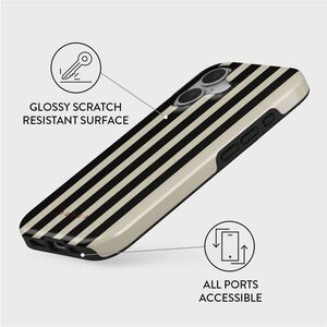 BURGA Case for Apple iPhone 16 Smartphone - Bold Stripes, Black and White Patterns, Timeless Design, Prophecy - Black, Whi