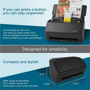 PFU ScanSnap iX2400 (Black) Large Format ADF Scanner - 600 dpi Optical - Black - 45 ppm (Mono) - 45 ppm (Color) - Color, M
