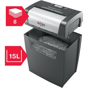 Rexel Momentum X308 Paper Shredder - Continuous Shredder - Cross Cut - 8 Per Pass - for shredding Paper - P-3 - 220 mm Thr