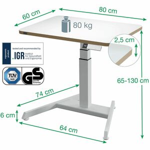 Leitz ERGO Sit-stand Desk - Height Adjustable - 600 mm Table Top Width x 800 mm Table Top Depth - 1300 mm Height - Home Of