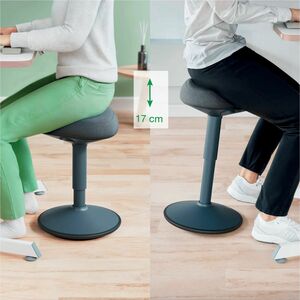 Leitz Ergo Active Task Stool - Dark Grey Dual Density Foam (DDF) Seat - Green Plastic Frame - Rounded Base - 1 Piece