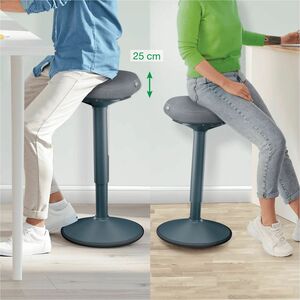 Leitz Ergo Active Task Stool - Dark Grey Dual Density Foam (DDF) Seat - Green Plastic Frame - Rounded Base - 1 Piece