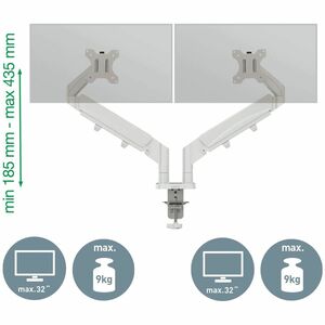 ACCO Ergo Mounting Arm for Monitor, Curved Screen Display - Grey - Landscape/Portrait - Height Adjustable - 2 Display(s) S