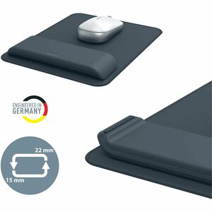 ACCO ERGO Mouse Pad - 24 mm x 200 mm x 260 mm Dimension - Dark Grey - Foam - Strain Resistant, Anti-slip - Mouse