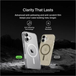 Belkin SheerForce Clear Series Case for iPhone 17 - For Apple iPhone 17 Smartphone - Textured Side - Clear - Glossy - Yell