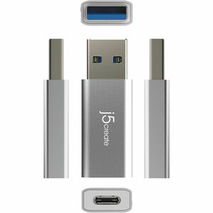 j5create JUCX45 Data Transfer Adapter - 1 - 1 x USB 3.2 (Gen 2) Type A - Male - 1 x USB 3.2 (Gen 2) Type C - Female - Blac