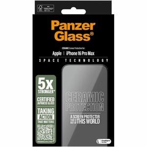 PanzerGlass Ceramic Glas-Keramik Displayschutz für iPhone 16 Pro Max - für OLED iPhone 16 Pro Max - Bruchfest, Wischfest, 