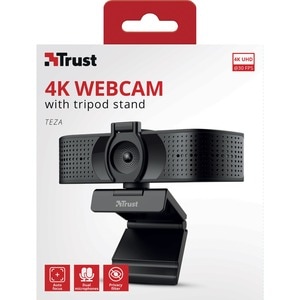 Trust Webcam - 30 fps - Black - USB 2.0 - 3840 x 2160 Video - Auto-focus - 74° Angle - Microphone - For Computer, Notebook