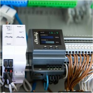 Shelly Pro 4PM Dual Cover - WiFi + Ethernet + Bluetooth modul 2 db motoros redőny vezérlésére, DIN-sínre szerelhető