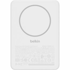 Belkin BoostCharge Power Bank - White - For Earbud, iPhone, Qi-enabled Device - 5000 mAh - 15 W - USB Type-C Connector - L