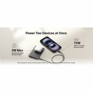 Belkin BoostCharge Stromspeicher - Weiß - für Ohrhörer, iPhone, Smartphone, Qi-fähiges Gerät, USB Typ C Gerät, Kabellose O