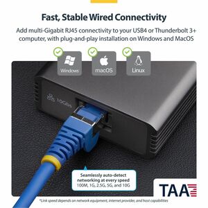 StarTech.com 10Gigabit Ethernet Adapter for Computer, Switch, Access Point - 10GBase-T, 5GBase-T, 2.5GBase-T, 1000Base-T, 