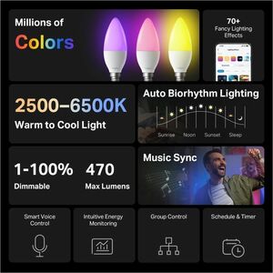 Tapo L430C LED-Glühlampe - 40 W - 40 W Glühbirnenähnliche Wattleistung - 240 V AC, 220 V AC - 470 lm - B38 Größe - Mehrfär