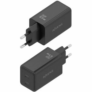 CARGADOR GAN 65W 2XUSB-C PD3.0 QC4.0 NEGRO