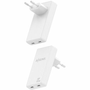 CARGADOR GAN ULTRA DELGADO 65W 2XUSB-C PD3.0 QC4.0 BLANCO
