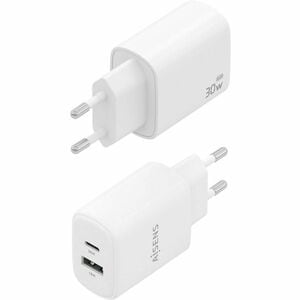 CARGADOR GAN 30W USB-C PD3.0 QC4.0 USB-A QC3.0 BLANCO