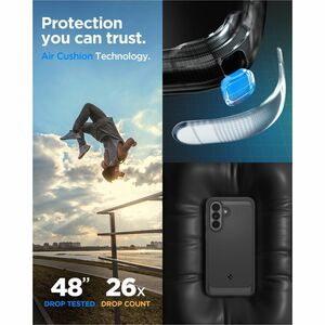 Spigen Rugged Armor Rugged Case for Samsung Galaxy A37 Smartphone - Carbon Fiber and Gloss Detailing - Matte Black - Matte