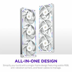 NZXT RF-U36PN-W1 Cooling Fan - PC, Radiator, Heatsink - 2 x Fan(s) - 176.70m³/h Maximum Airflow - 3100 rpm - Magnetic Levi